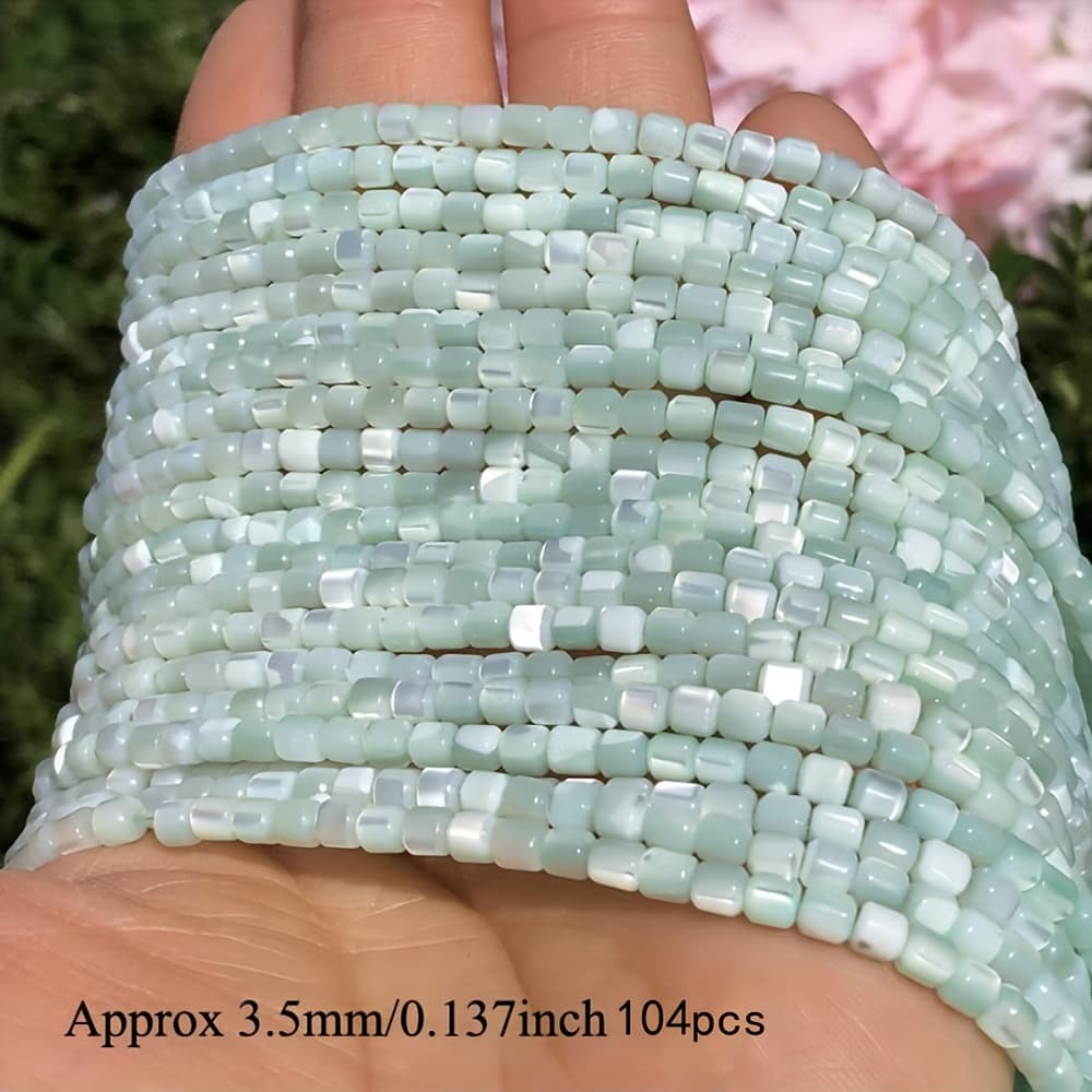 TEMU 3.5mm 104pcs Natural Freshwater Mint Cylinder Spacer Beads Diy Bracelet Necklace Earring Accessories