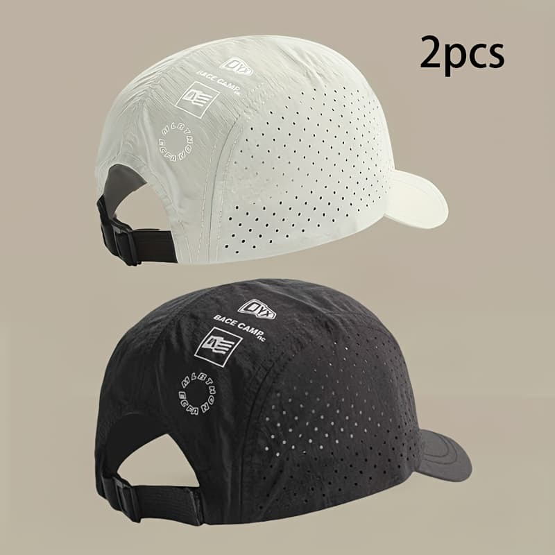 TEMU 2pcs Set Men's 2025 Retro Short Brim Baseball , Adjustable Unisex Summer Outdoor Sports Breathable Quick-dry Hat, Thin Short Brim