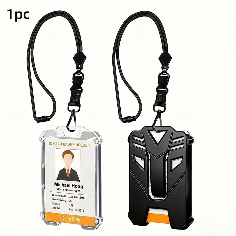 TEMU 2d 1pc Versatile Work Id Card Holder With An Adjustable Lanyard, Ideal For Office And Outdoor Settings