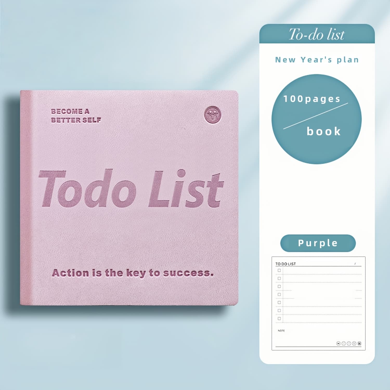 TEMU 100 Pages Per Book - New Year Spring/summer , "the Buddy : A Happy Guide To Your " - Purple, Brown, Blue Pu Leather Cover, Compact And Exquisite Planner, Double-sided Writing Notebook