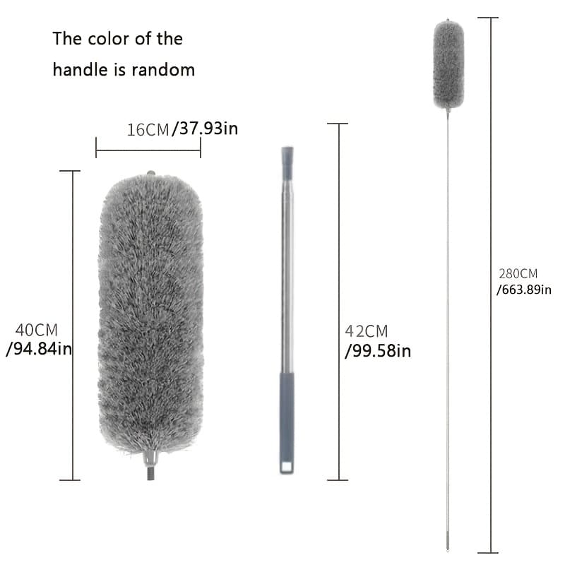 TEMU Microfiber Dust Brush - Flexible Brush Head, Washable And Reusable, Perfect For High Ceilings, Living Rooms, Bedrooms, Bathrooms, Vehicles, And Outdoor Spaces - No Batteries Required