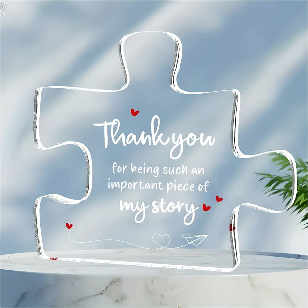 TEMU [2d Flat] [] [1pc Thank You Gift Plaque] Acrylic Puzzle Piece Decorative Plaque, Contemporary Style Multipurpose Thank You Sign, Teacher Appreciation, Thanksgiving, Christmas, Mentor