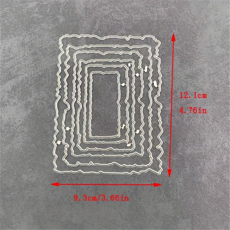 TEMU 6pcs/set Retro Tear-off Rectangular Frame Metal Cutting Mold Diy Photo Album Embossed Paper Card Decoration Craft