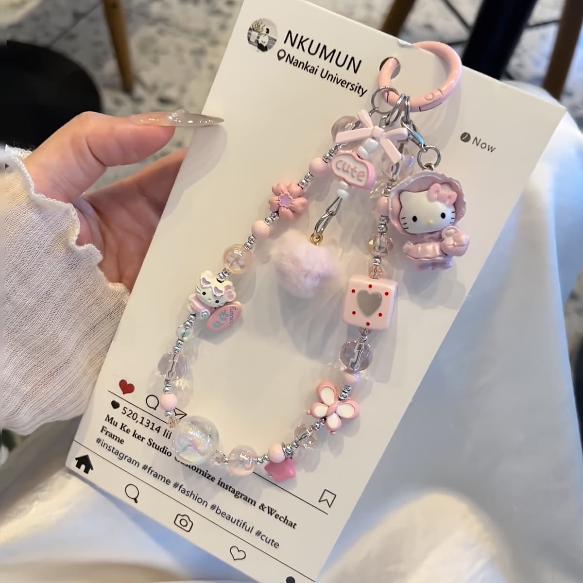 TEMU 1 Cute Pink Phone Charm, Beaded Camera Pendant