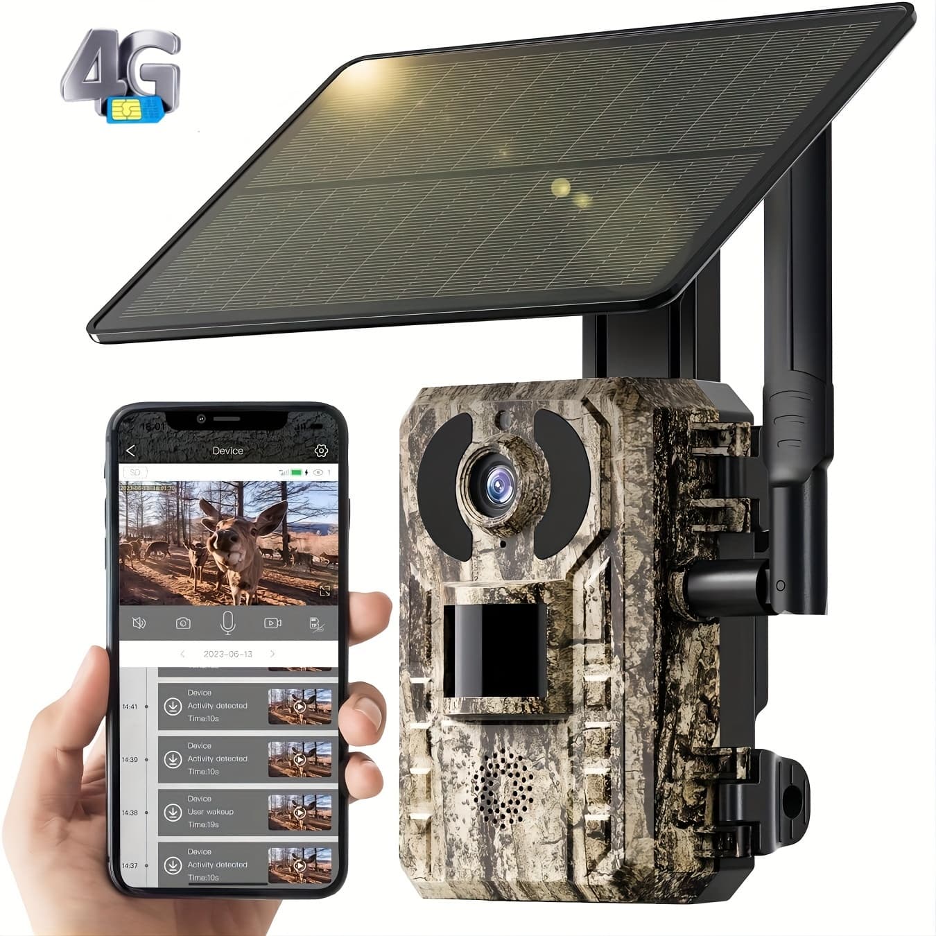 TEMU 3g/4g Lte Trail Camera With 4k , Support Phone App And , Action Activation And 0.2 Second , Auto Hd Night Vision, Built-in Sim Card, With Solar Panel