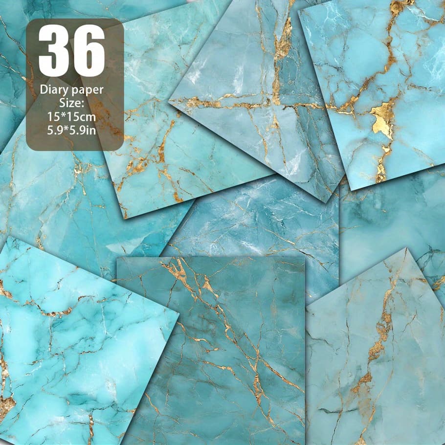 TEMU 36 Sheets Of Vintage Lapis Marble Paper - 5.9x5.9 Inches, Ideal For Greeting Cards, Journaling, And Craft Projects, Mixed Colors, Fantasy Theme