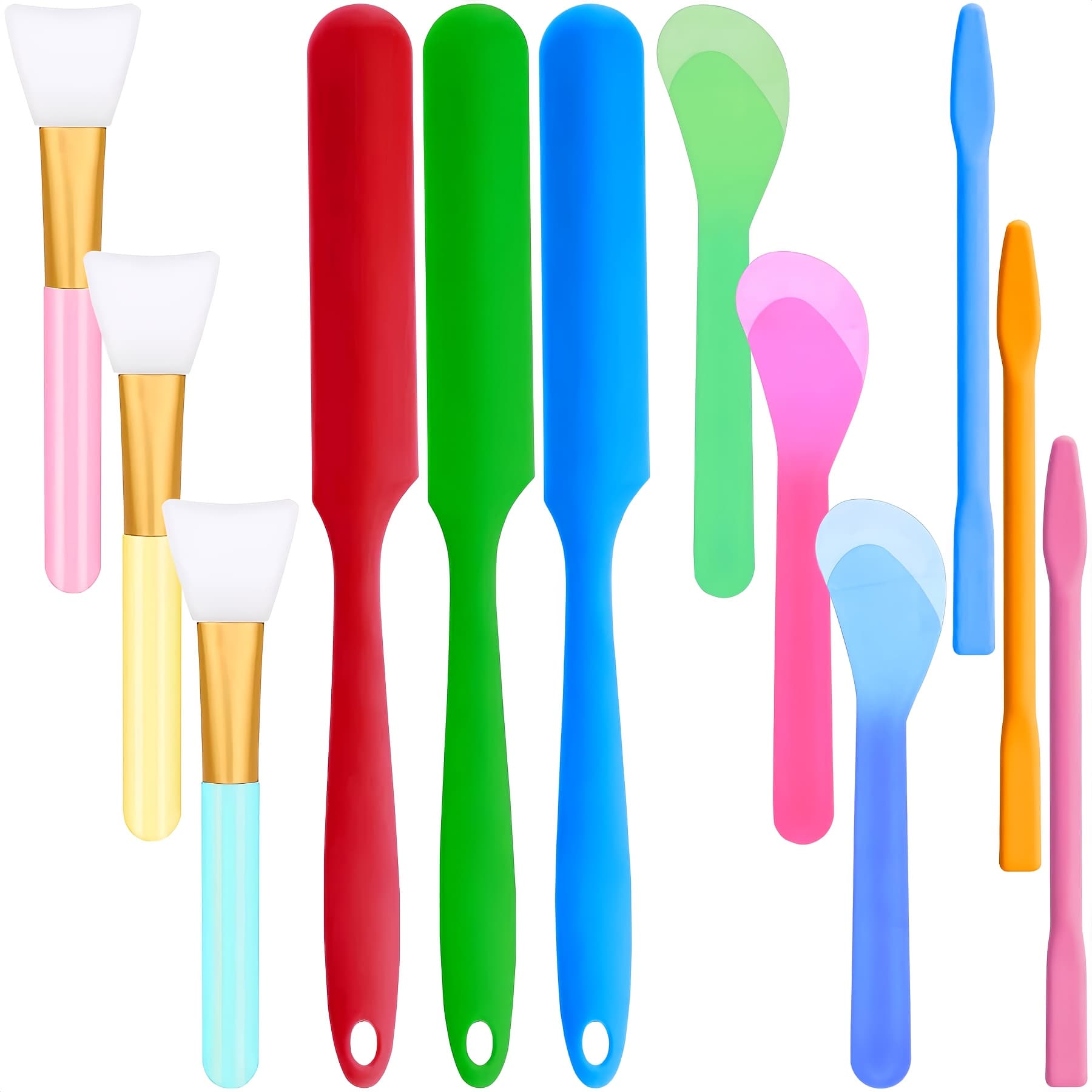 TEMU 12pcs Silicone Stirring Rod Set, Resin Brush, Silicone Stirring Tool, Paint Silicone Spatula, Colorful Craft Tools, Silicone Stirring Rod, Stirring Spoon For Epoxy Resin Mixing Tool
