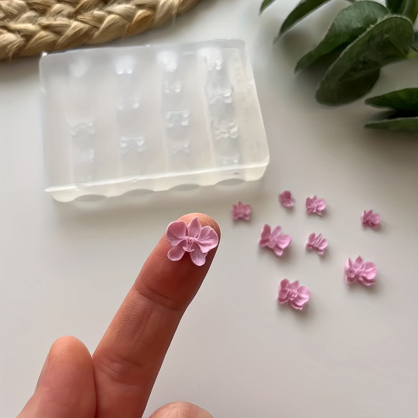 TEMU Detailed Mini Orchid Silicone Mold For Polymer Clay - Earring & Jewelry Making Tool For Realistic Orchid Designs - Great For Diy Earrings, Necklaces, Keychains & Craft Projects