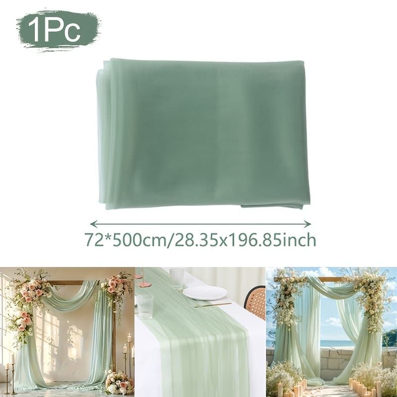 TEMU 1pc Green Gauze Backdrop Curtain, Fabric Draping Sheer For Weddings, Valentine's Day, , Versatile Polyester Backdrop, Wedding Decorations