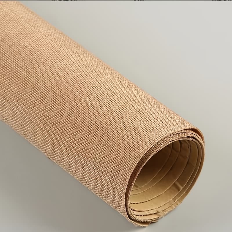 TEMU [linen Fabric Roll, Craft] 49.99x147.98cm Linen Fabric Roll - Craft And Decorative Self-adhesive Burlap Cloth. Scissors Are Included