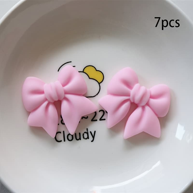 TEMU 7pcs 3.0*2.9cm/1.18*1.14in Random Color Mixing Cute Cartoon Bows, Resin Decoration, Suitable For Mobile Phone Cases, Hairpins, Pencil Cases, Mugs And Photo Frames