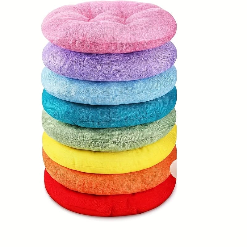 TEMU Set Of 8 Round Floor Cushions, 16 Inches In Diameter, Ideal For Flexible Seating At For Home Or During Yoga