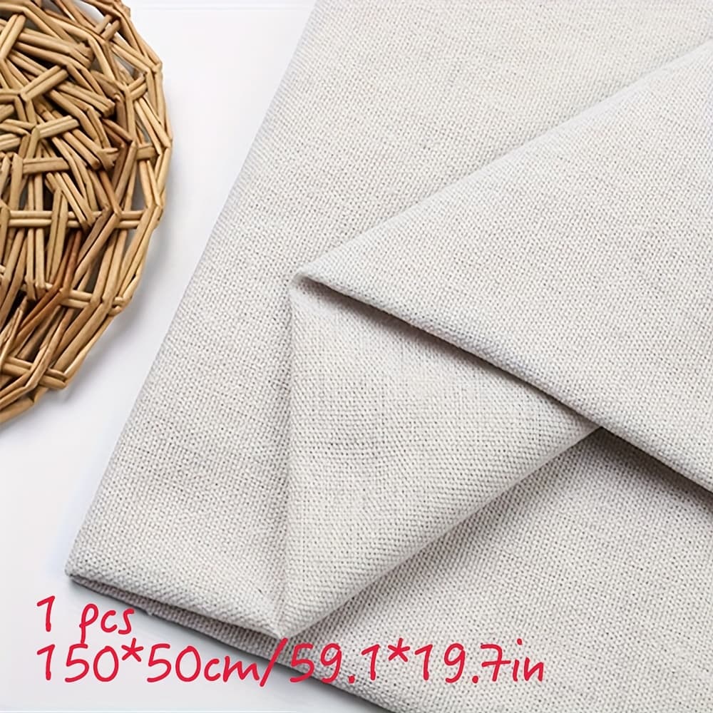 TEMU Premium Solid Linen Fabric - Pre-cut 150cm X 50cm, 3 Colors - Suitable For Embroidery, Craft Making, Canvas Art