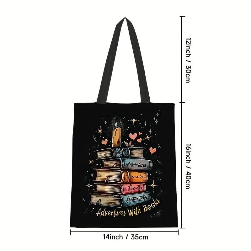 TEMU 1pc, Tote Bag With Cartoon Book Design, Spacious Shoulder Bag, Casual Handbag For Women & Gift Bag For Shopping