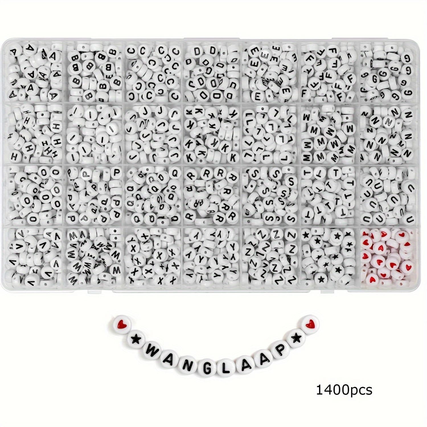 TEMU 1400 Acrylic Letter Beads Set, Assorted Letter And Face Beads With Heart , Jewelry Making Kit For Friendship Bracelets And Crafts
