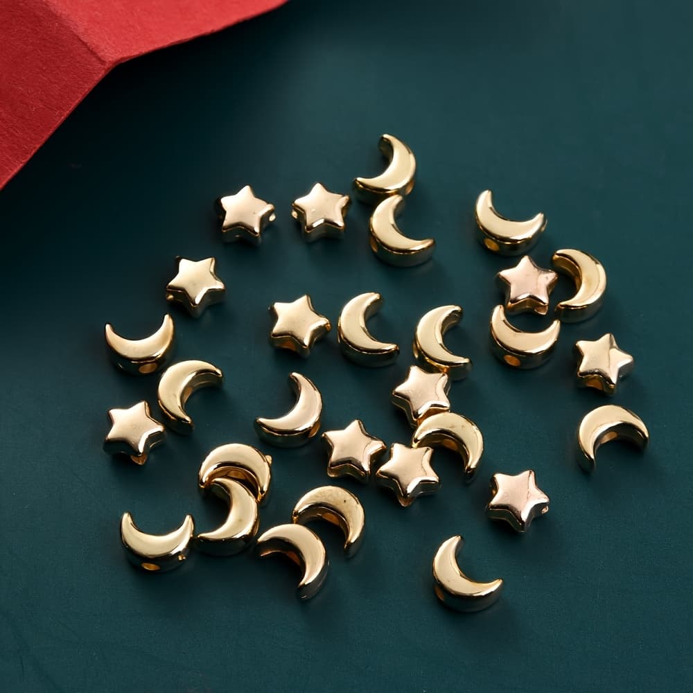 TEMU 100pcs 5-7mm Golden Kc Moon Shape Spacer Beads For Jewelry Bracelet Necklace Earrings Making Charm Crafting (random)