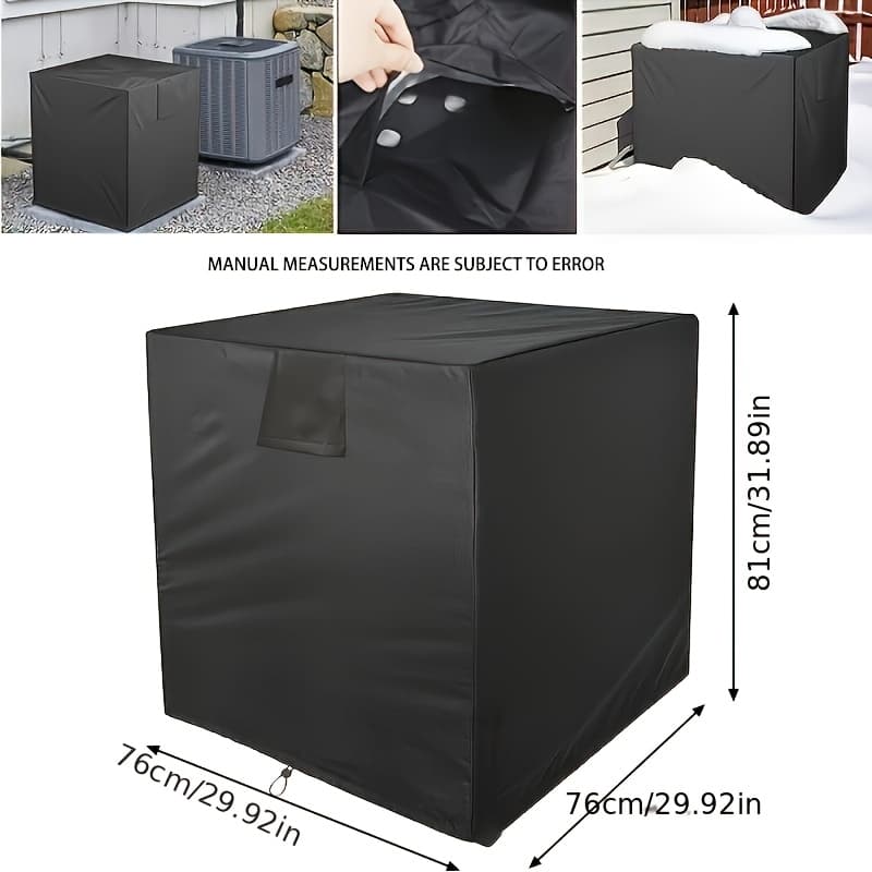 TEMU Heavy-duty Full-covering Outdoor Central Air Conditioning Cover - (32 Inches X 30 Inches X 30 Inches) Black - Effective Protective Cover.