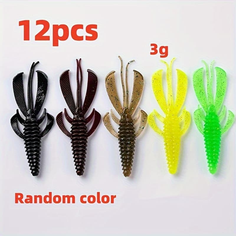 TEMU 9cm/6.5cm Random 5-color Mixed 12pcs Irregular Worms Stronger Lure Soft Bait Tail Structure Water-