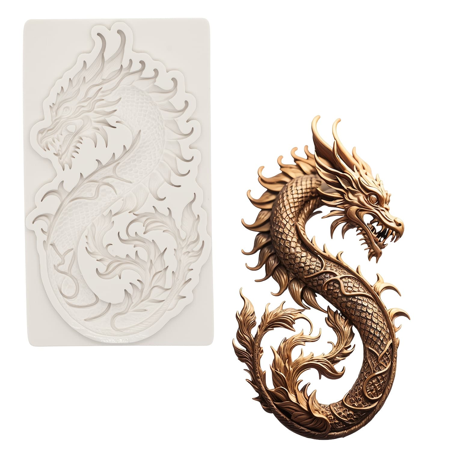 TEMU Dragon Silicone Mold, Epoxy Resin Clay Mold, Mold, For Decoration Tool, Tool, Accessory