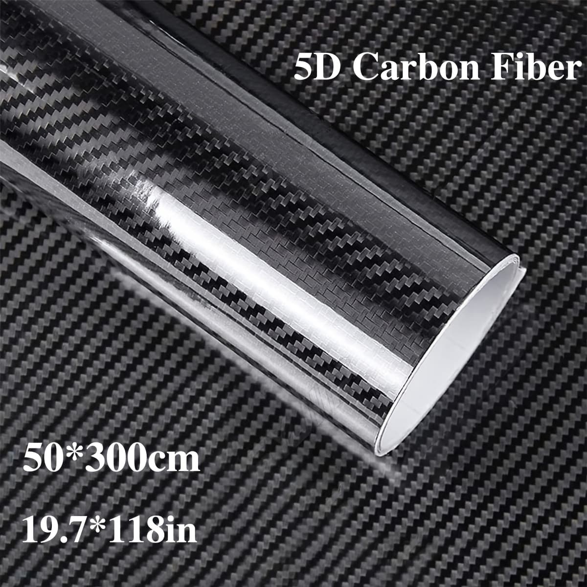 TEMU 5d Carbon Fiber Texture Vinyl Wrap - Self-adhesive Car Décor Film, Uv Protection, Scratch-resistant, Suitable For Home, Office, Electronics