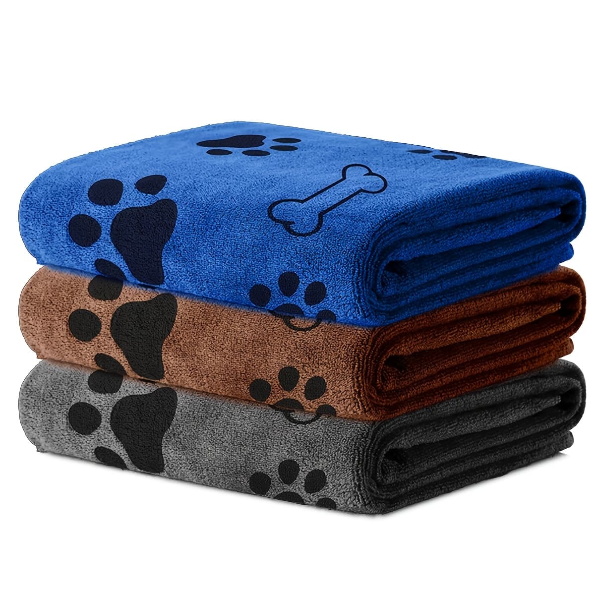 TEMU Set Of 3 Microfiber Towels For Pets - Extremely Absorbent, Fast-drying, Soft On Skin, Minimizes Shedding, Ideal For Bathing, Drying, And Grooming Or Dog - Medium Size, For Small To Large Breeds