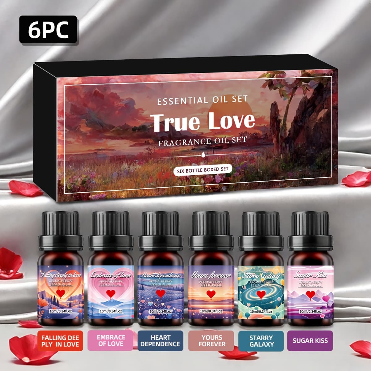 TEMU 6pcs Romantic Oil Set Gift Diffuser Stone Humidifier Essential Oil Supplement Liquid Flavored Air Local Warehouse Items Christmas Gifts