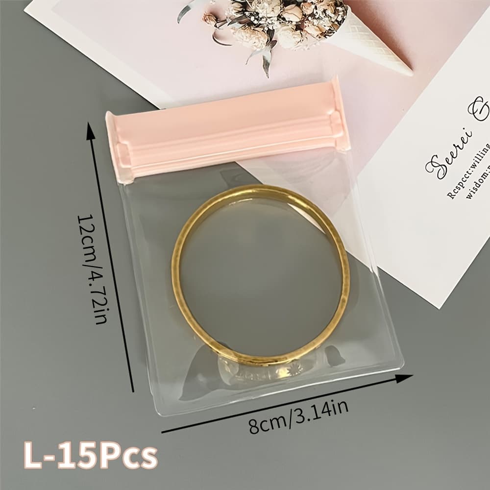 TEMU 15/30pcs Eva Anti-oxidation Jewelry Storage Bags, Pink Jewelry Sealed Display Pouches For Earrings, Rings, Necklaces, Bracelets Organization, 1pc Jewelry Storage Box.
