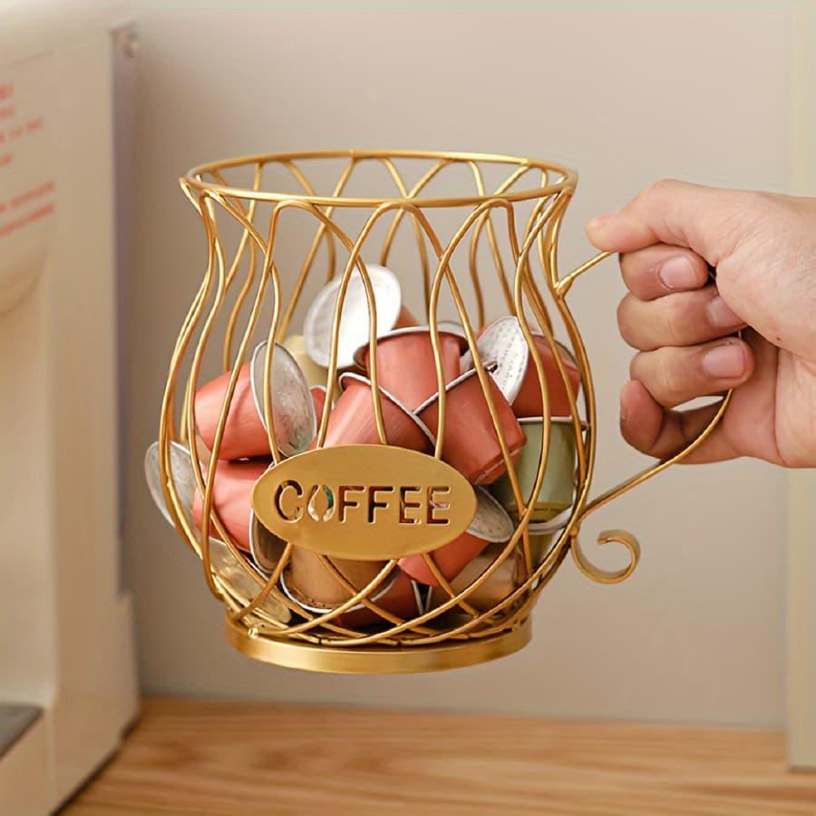 TEMU 1pc Golden Teapot Rack, Home Snack Candy Storage Rack, Coffee Shop Bar Display Rack