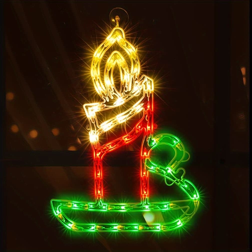 TEMU 18" 50 Lighted Candle Christmas Light, Window Sculpture Decoration