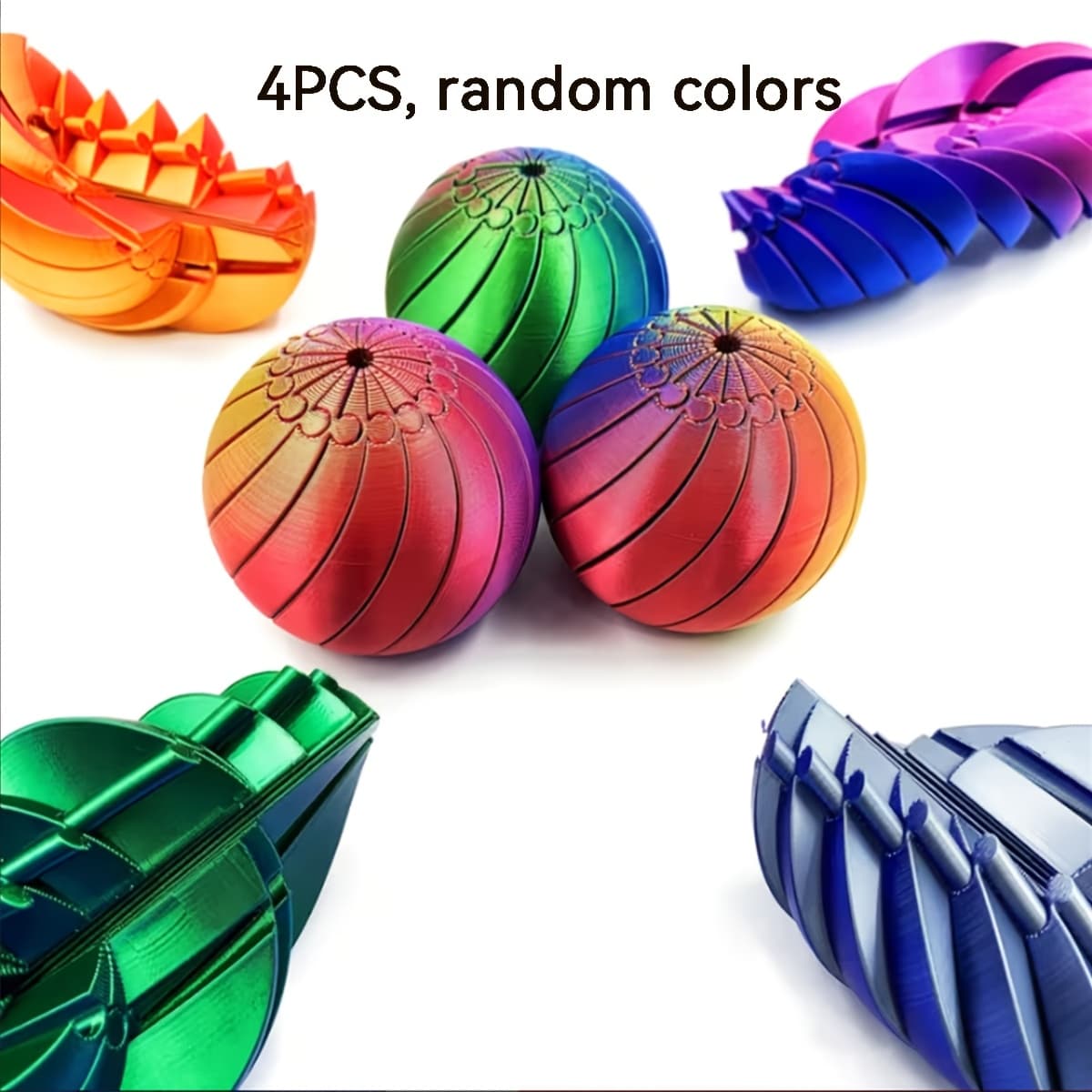 TEMU 4pcs Random Color, 3d Printed Slime Deformation Stress Ball, Suitable For Home Decoration, Holiday Decoration, Holiday Gift, Birthday Gift