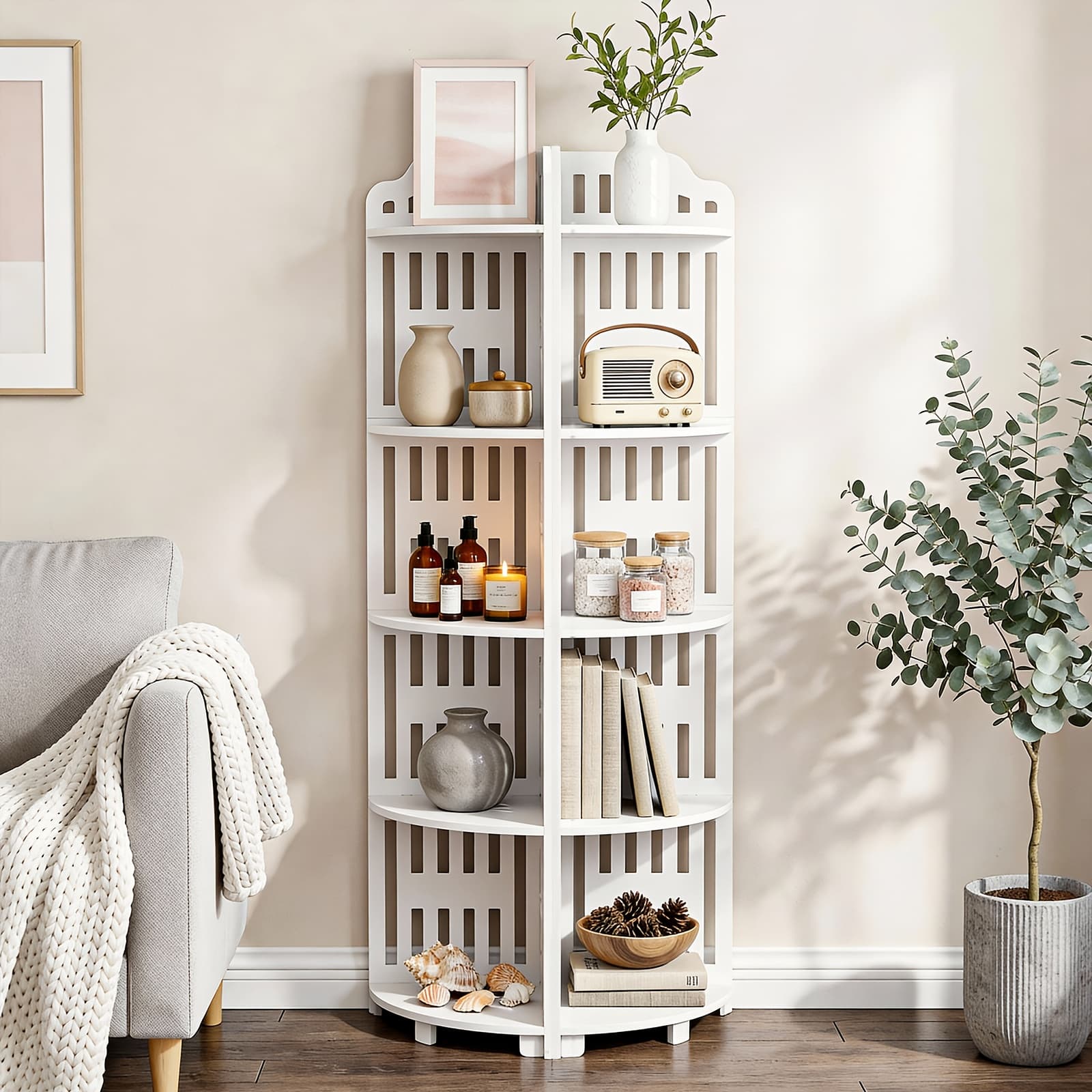 TEMU 5-tier Corner Shower Caddies, 110cm Tall Freestanding Bathroom Organizer, Waterproof Pvc Board Storage Shelf, Easy To Assemble, To 30lbs