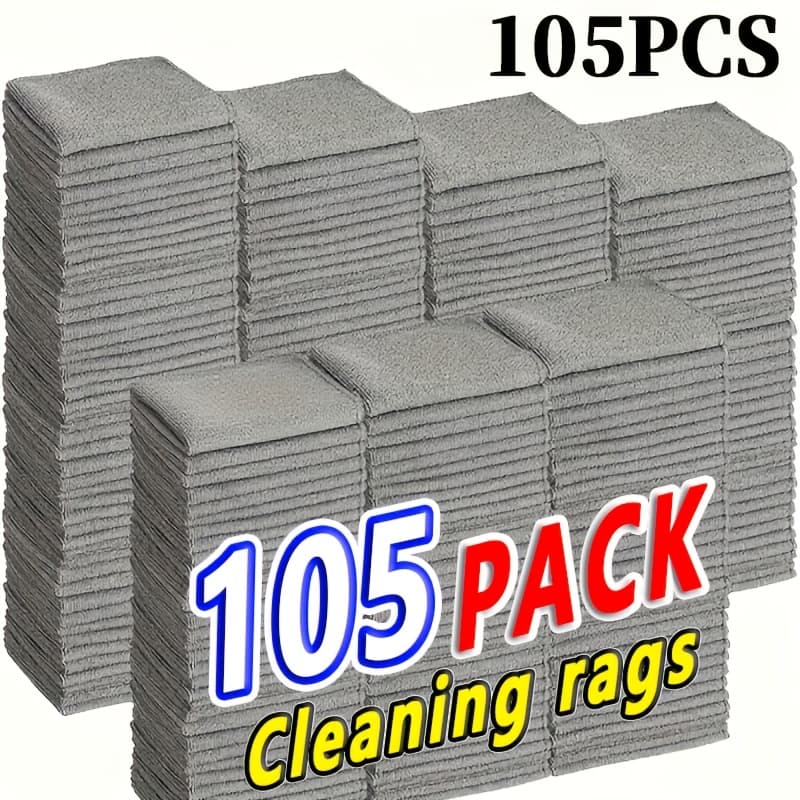 TEMU 105pcs Set Of Ultra- Cleaning Cloths | 9.8 X 9.8 Inch Gray Super Absorbent Towel | High- Fabric | , Suitable For Car Care And Home Cleaning