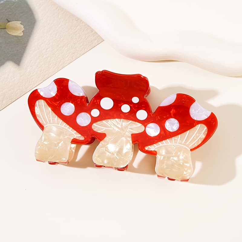 TEMU 1 Large Mushroom-shaped Hair Clip, Colorful 3pcs , Clip, Shark Clip, Back-of-the-head Hairpin For Women