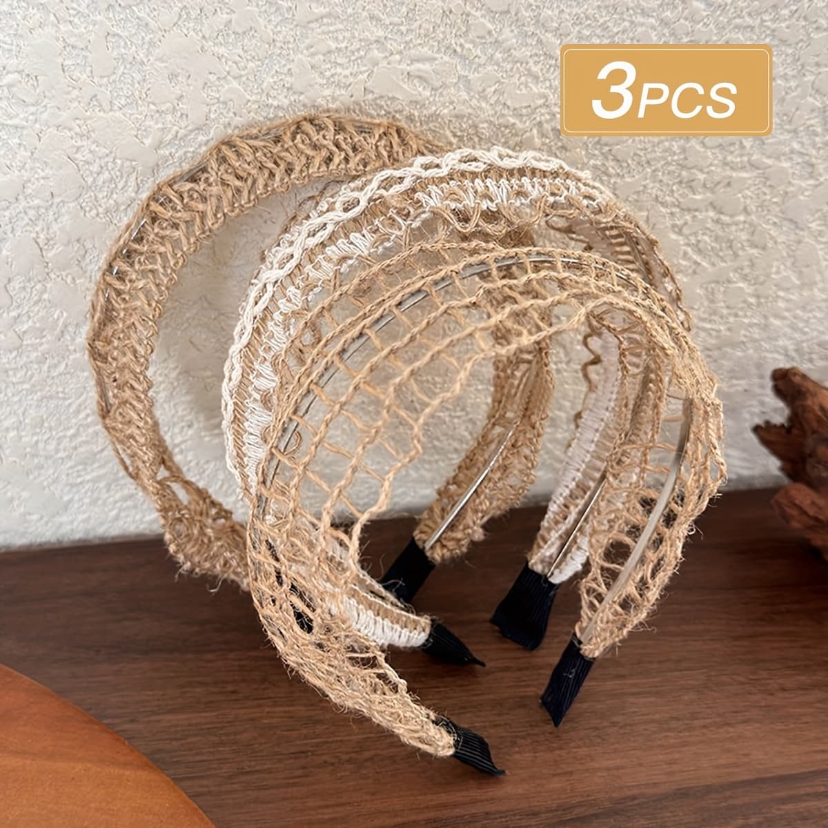 TEMU 3pcs Women's Style, Bohemian Style, Hollow Hemp Braided Headband, Suitable For Beach Vacation Use | Christmas | Thanksgiving | Gift