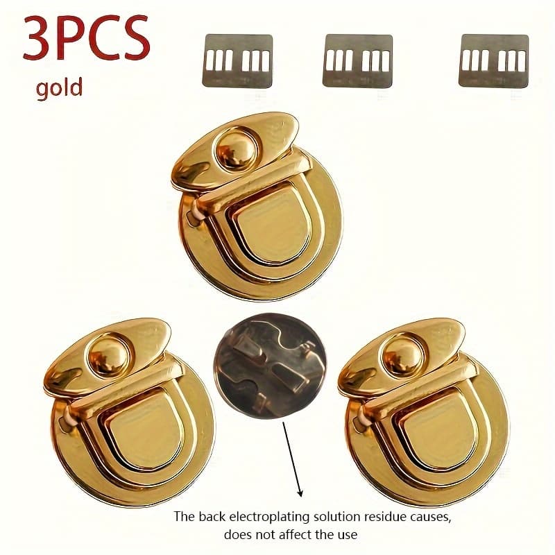 TEMU 3pcs Golden-tone Clasps For Diy Handbags & Crafts - Decorative Snap Fasteners With Design For Women's Wallets, & Bags, Craft Supplies|stylish Bag Clasps|elegant Accessory, Purses And Handbags