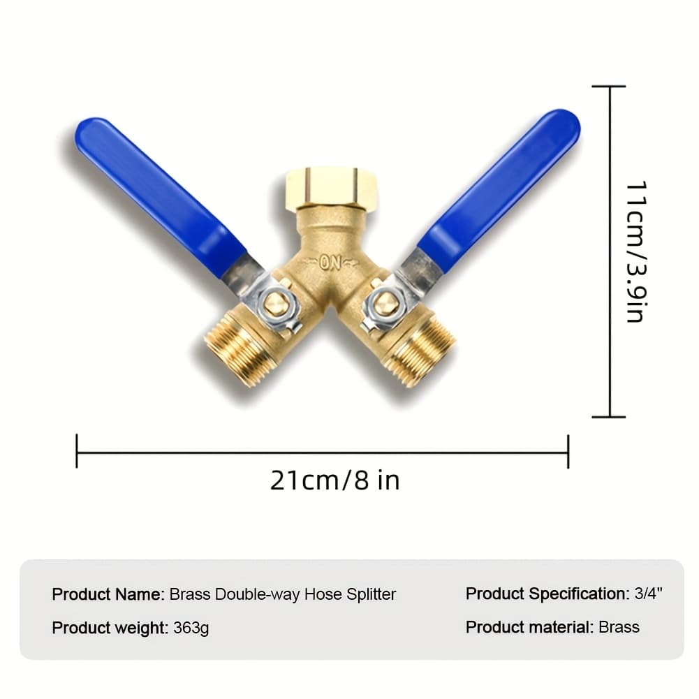 TEMU 3/4 Inch Thread Hose Splitter Garden Hose Splitter Brass Garden Hose Adapter With Long Handle For Garden Lawn