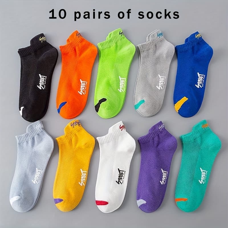 TEMU 10 Pairs Of Short Socks With Mesh Breathable Thin Design, Shallow Mouth And Low Top Boat Socks, Heel Lifting Ear, Breathable And Comfortable, Sporty And Soft
