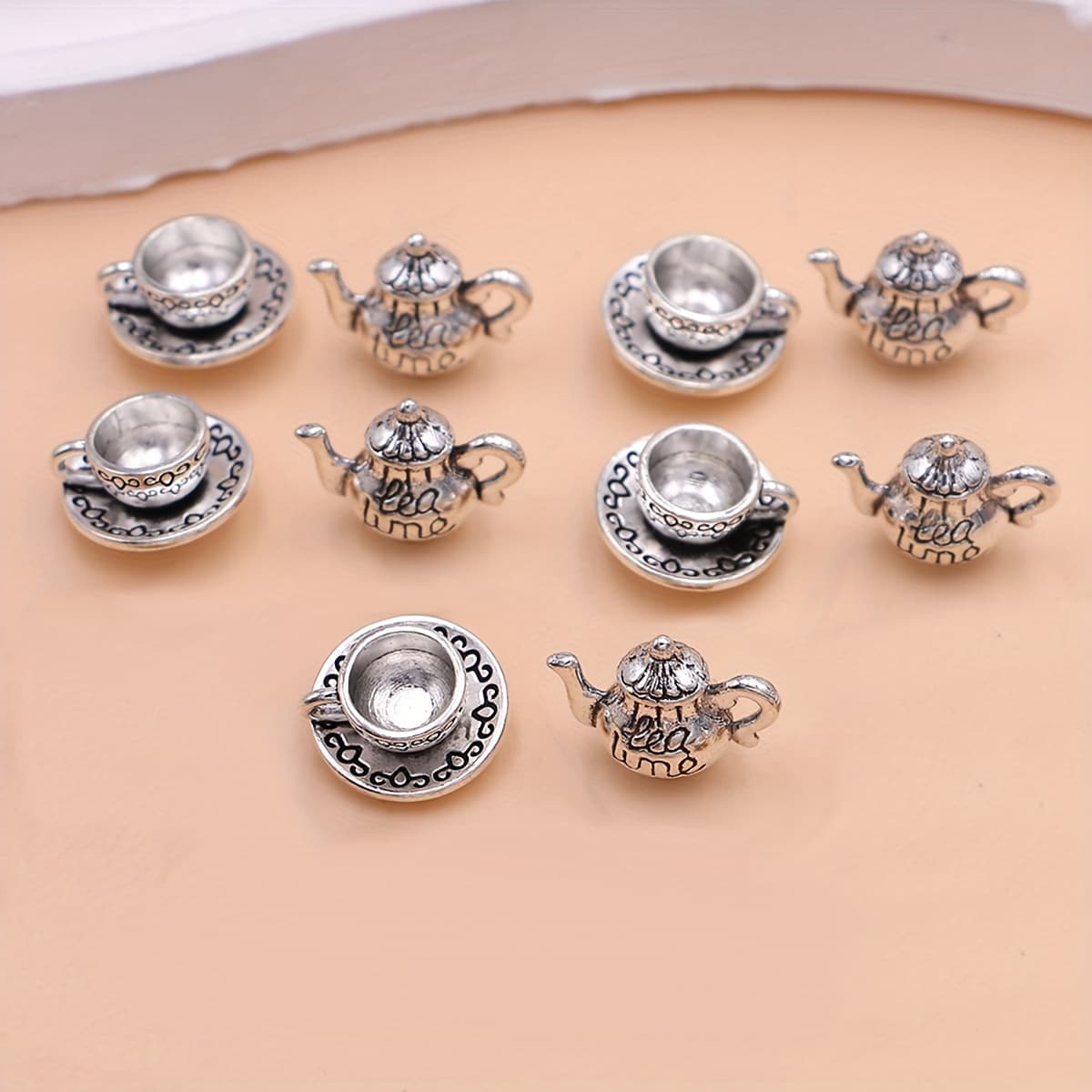 TEMU 10pcs Coffee Cup Charms Teapot Pendants For Jewelry Making Diy Handmade Halloween Necklace Bracelet Earrings Key Chain Accessories Micro-landscape Decorative For Home