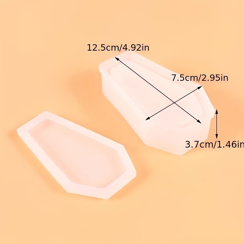 TEMU 1pc Halloween Coffin Silicone Mold - Non-toxic Reusable 3d Coffin Mold, Suitable For Crafts, Soap, Candles, Resin Art - Irregular Shape Home Decoration Storage Box Mold (no Electricity Required)