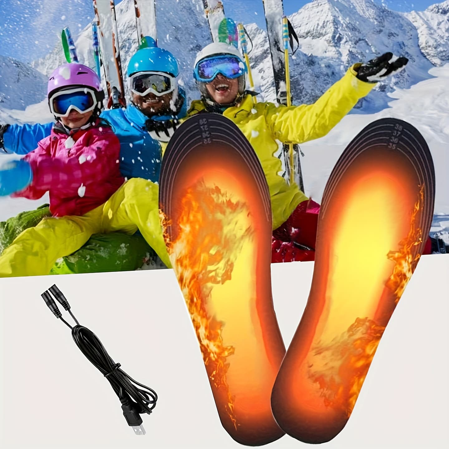 TEMU Usb Heated Insoles, Electric Heating Pads, 36v Or Less Voltage, No Battery, For Cold Weather Outdoor Activities - Walking, Skiing, Snowmobiling, Fishing, Climbing