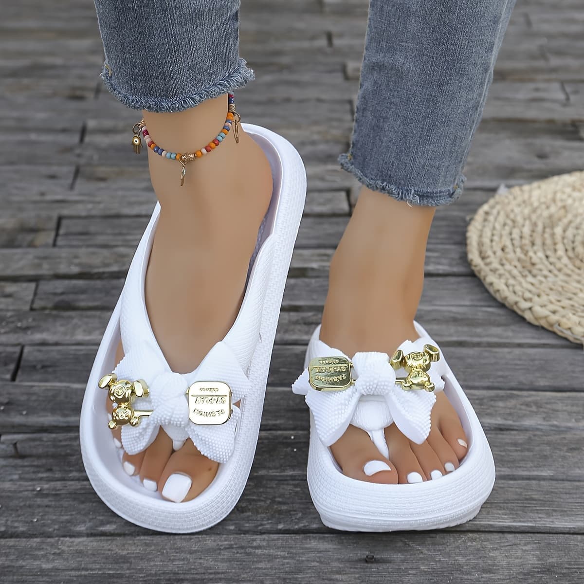 TEMU Women's Eva Platform Flip Flops - Casual, Low-heel, Slip-on Sandals With Decorative Buckles, , Casual Footwear | Decorative Sandals | Eva Upper Material, Eva Sandals, Women Shoes