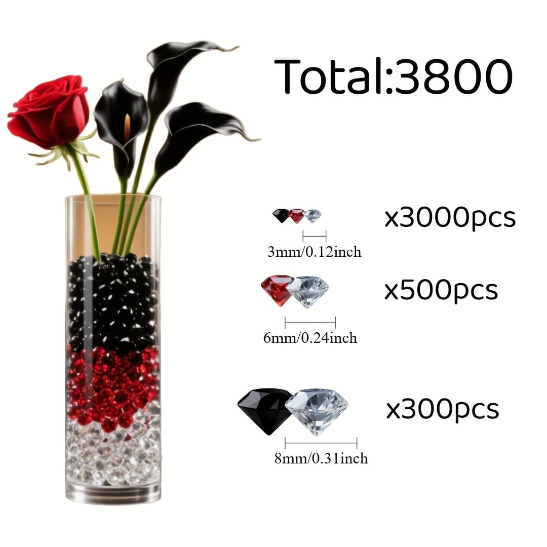 TEMU 3800pcs Vintage-inspired Fake Diamonds - Old-world Sparkle, For Home Decoration, Wedding Centerpieces, Vase Filler, Crafts | For Home Decoration, Wedding, Crystal Decor