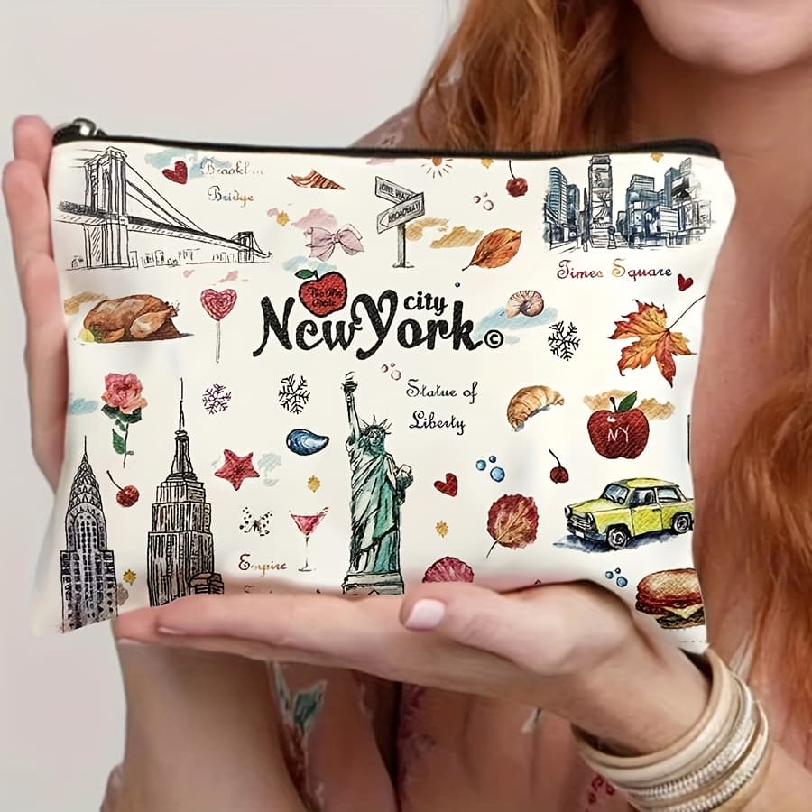 TEMU Cosmetic Travel Bag, Zippered Toiletry Pouch, Pencil Case, Organizer Bag, Ladies' Handbag, Perfect Gift For And Teachers