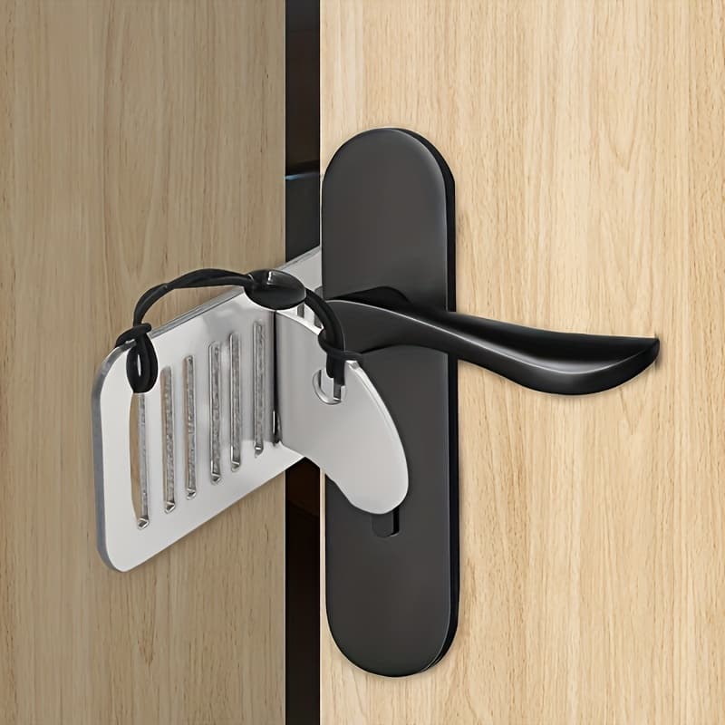 TEMU 1pc Of Door Lock Without Flush: Shiny Metal, Touch Control, For Hotels, Portable For Girls, Security, Wolf Blocking Door Counter Lock, Anti-theft Household Solo