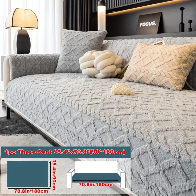 TEMU 1pc Plush Sofa Mat, Pet Sofa Cover, Couch Cover Plush And Delicate Soft Anti Slip Protection Sofa, Bedroom, Office, Living Room Decoration, Home Decoration Local Warehouse Send Out Goods