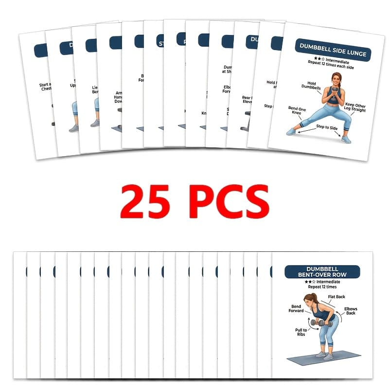 TEMU Home Dumbbell Training Cards - Complete Set Of Movements For Shoulders Chest Back And Legs, Lightweight And Durable, Ideal For Daily Home Use