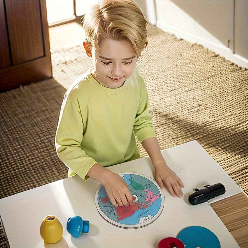 TEMU 7.8 X7.8 In/20x20cm Wooden Color Puzzle, Geography Children's Puzzle Learning Geometric Toy Gift, Educational Gift