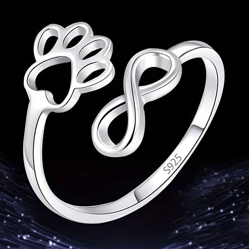 TEMU 925 925 Silvery Cat Claw Ring, Cute Sweet Minimalist Adjustable , Small Animal Design Daily Wear Jewelry, Birthday Anniversary Gift For Women