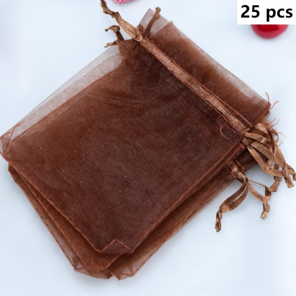 TEMU Gift For Her/him 25pcs 6x4 Inch Transparent Mesh Bags, Organza Drawstring Gift Bags, Drawstring Pouch Jewelry Packaging Bags