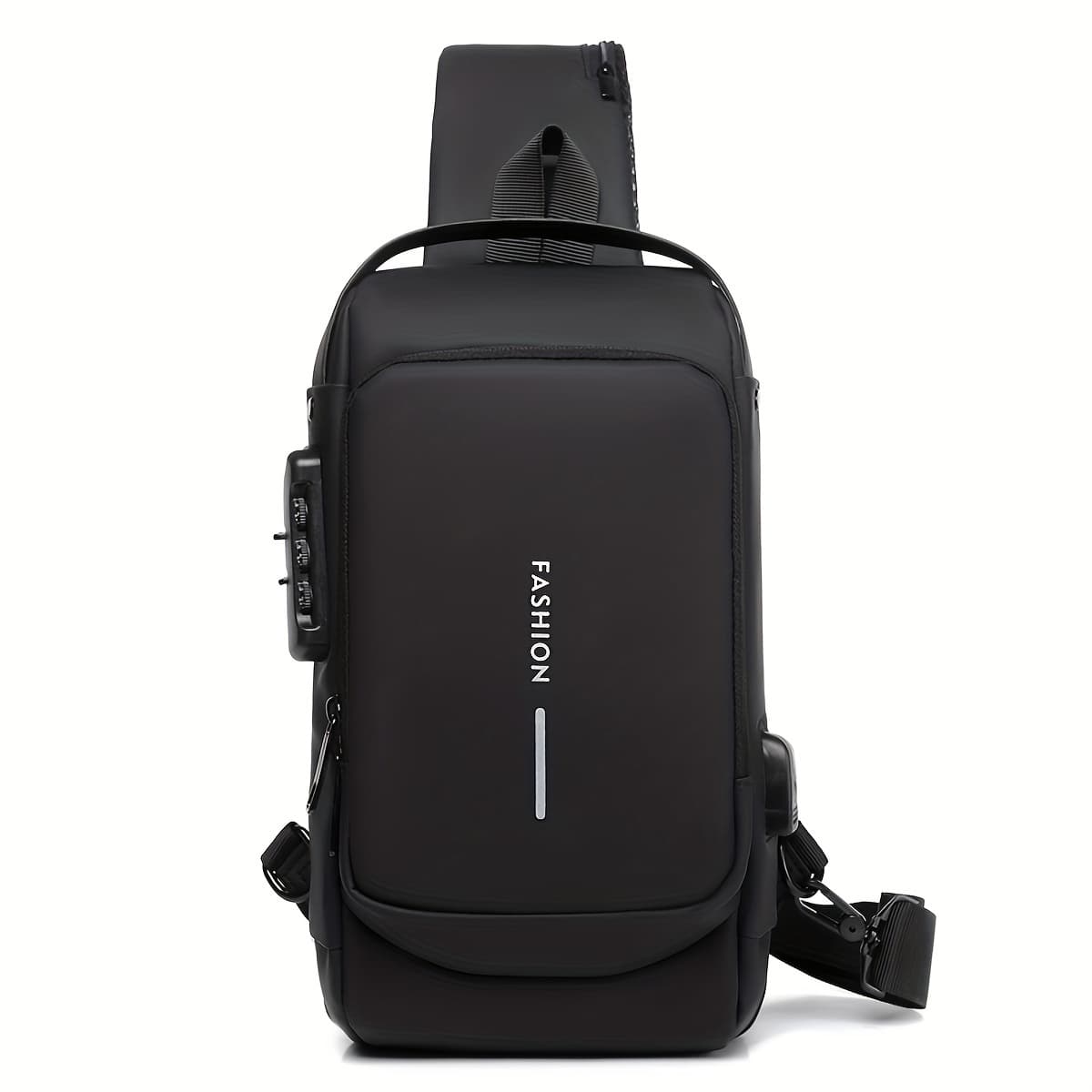 TEMU Men's Anti-theft Password Lock Chest Bag - Fashionable Motorcycle And Leisure Sports Crossbody Bag, Durable Fabric, Adjustable Shoulder Strap